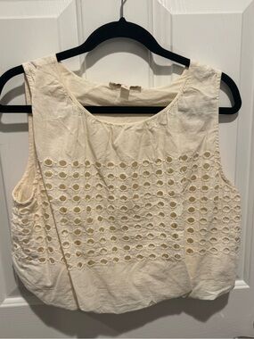 Jennifer & Grace Eyelet Sleeveless Crop Top - Cream Size M